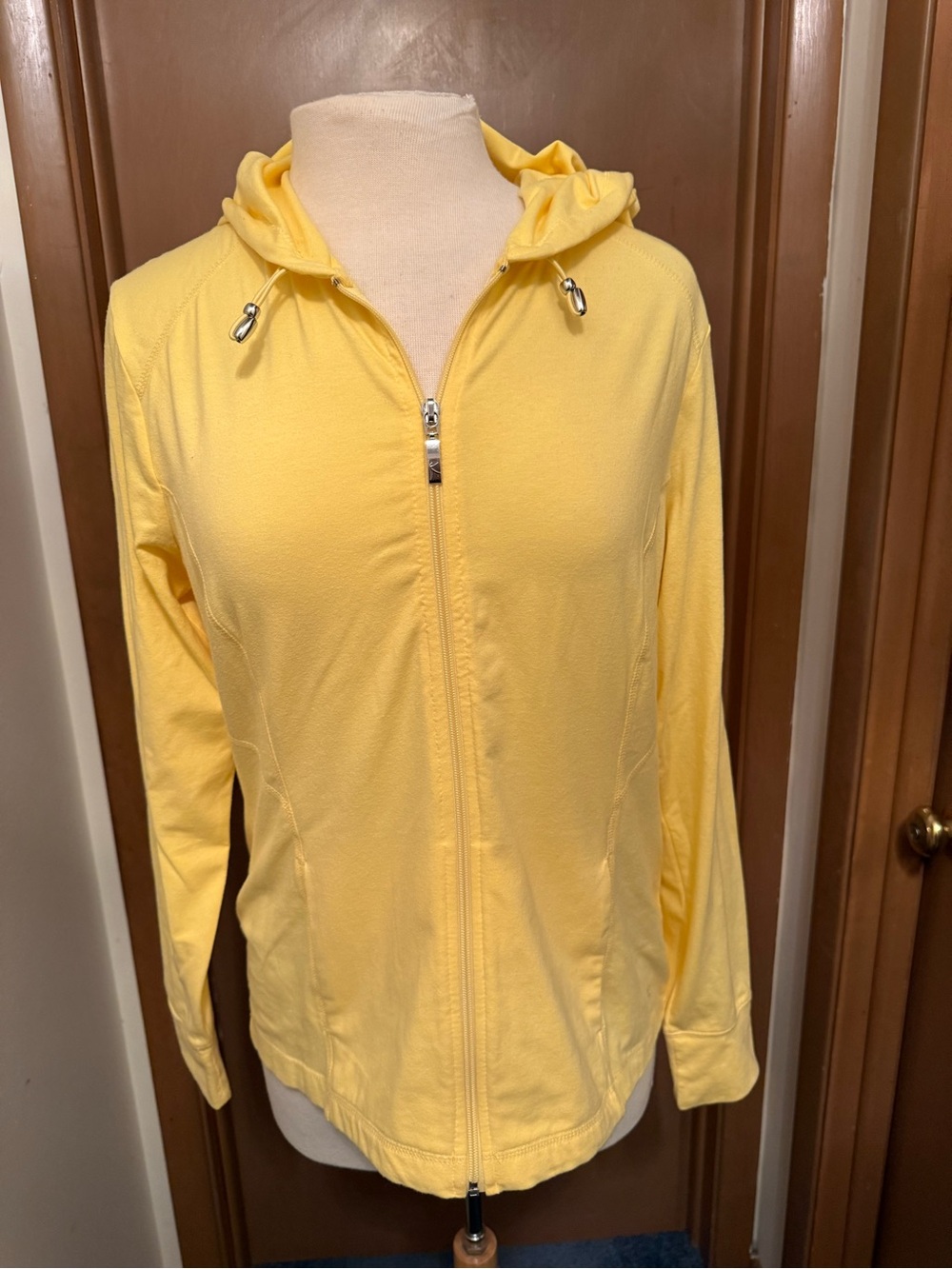 Danskin Now Light Yellow Full-Zip Hooded Jacket